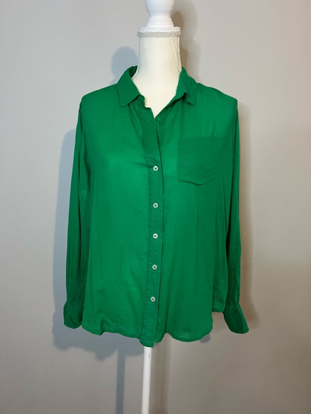 Sigrid Olens Green Button-Front Blouse Women's Size Medium